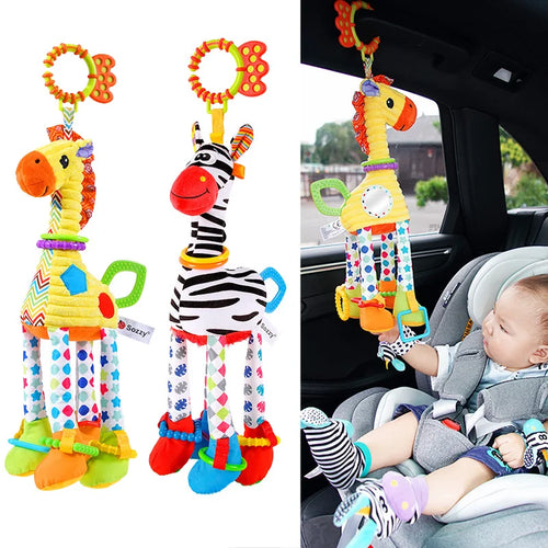 Soft Plush Animal Handbells with Teether for Babies