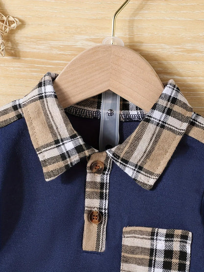 Boy's Summer Set – Plaid Shirt + Shorts