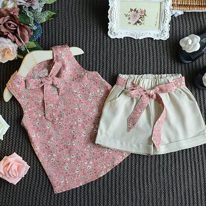 Girls Summer Set – Tank Top + 2-Piece Shorts