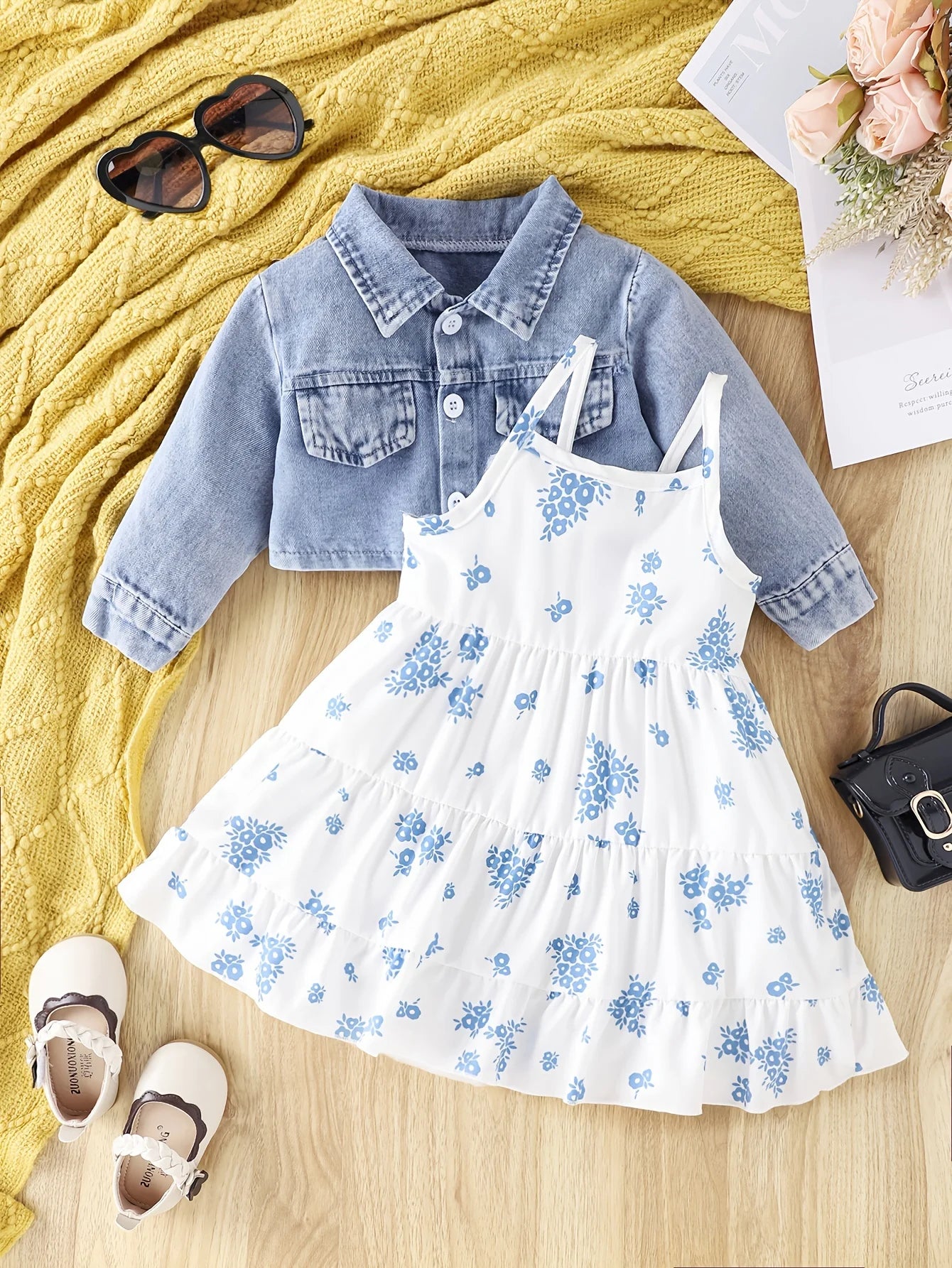3-Piece Jeans & Floral Dress Set – Fashion Baby