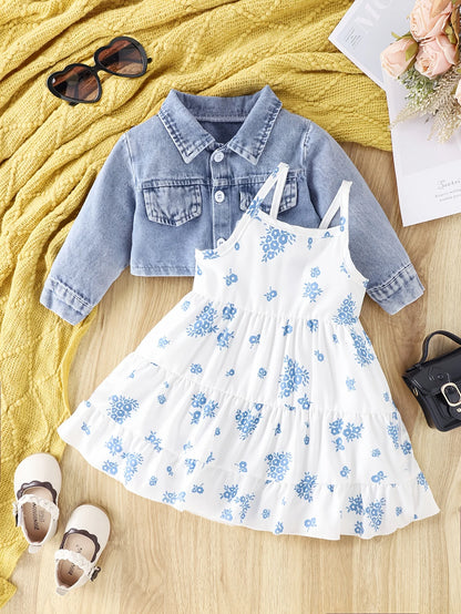 3-Piece Jeans & Floral Dress Set – Fashion Baby