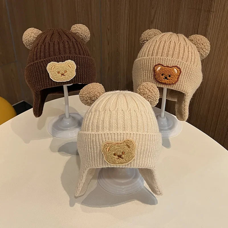 Adorable Baby Bear Ear Protection Knit Hat