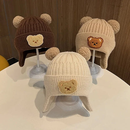 Adorable Baby Bear Ear Protection Knit Hat