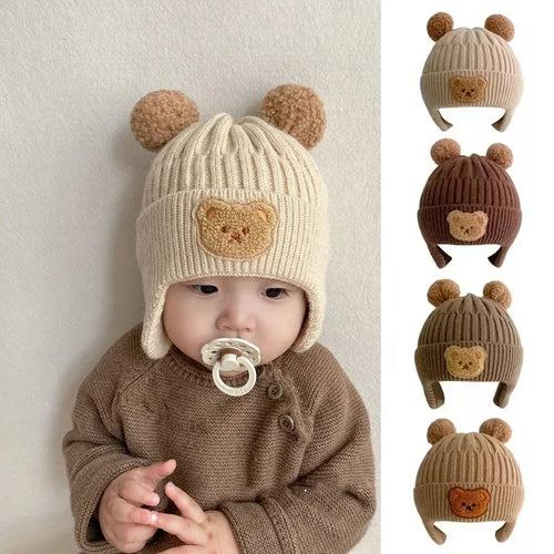 Adorable Baby Bear Ear Protection Knit Hat