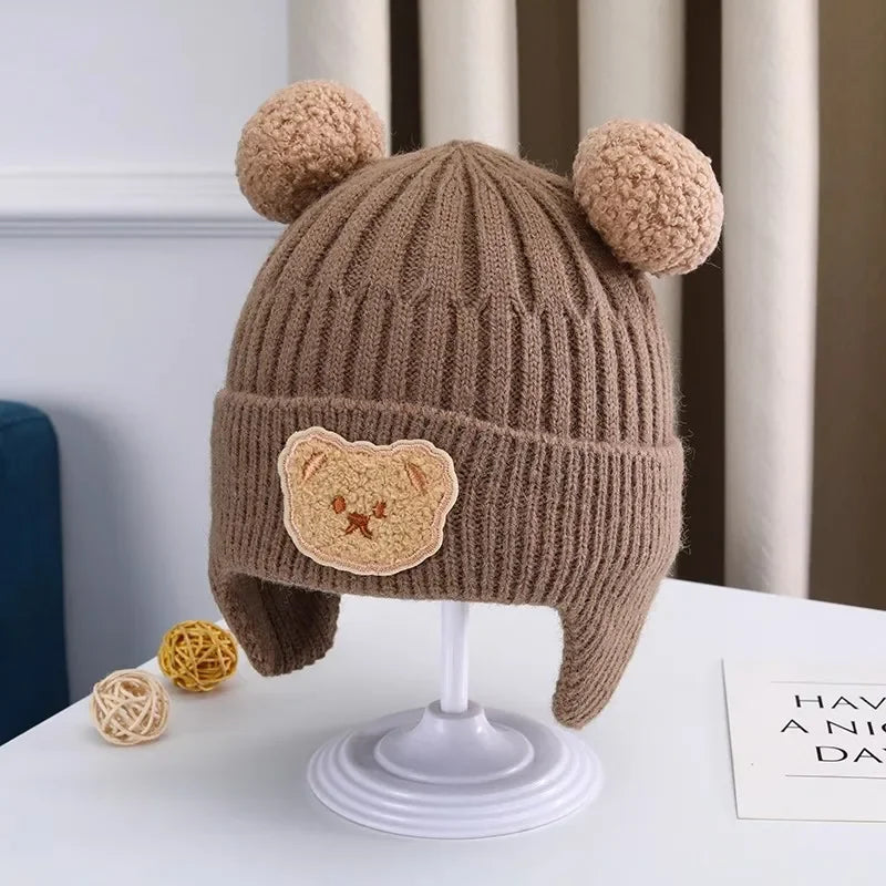 Adorable Baby Bear Ear Protection Knit Hat