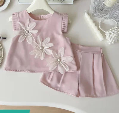 Girls' Summer Set – 2 Pieces with Little Flowers