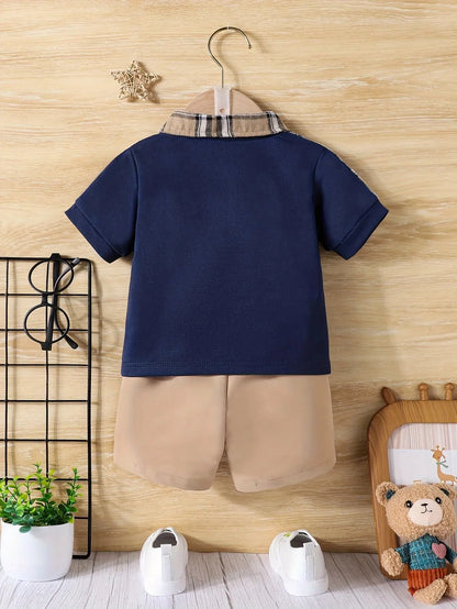 Boy's Summer Set – Plaid Shirt + Shorts