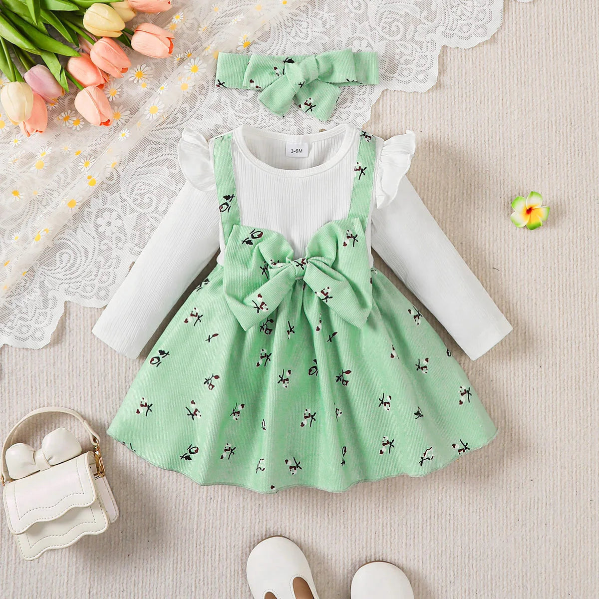 Floral Princess Dress + Tiara 0-24 Months