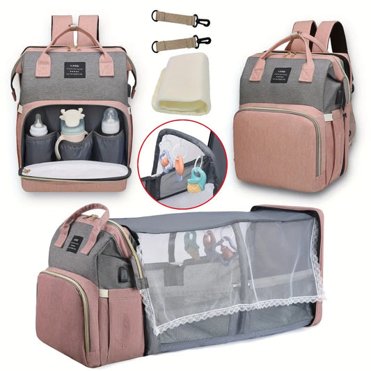 Portable Maternity Backpack – Foldable Crib & Large Capacity