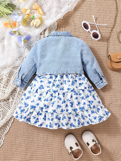 3-Piece Jeans & Floral Dress Set – Fashion Baby