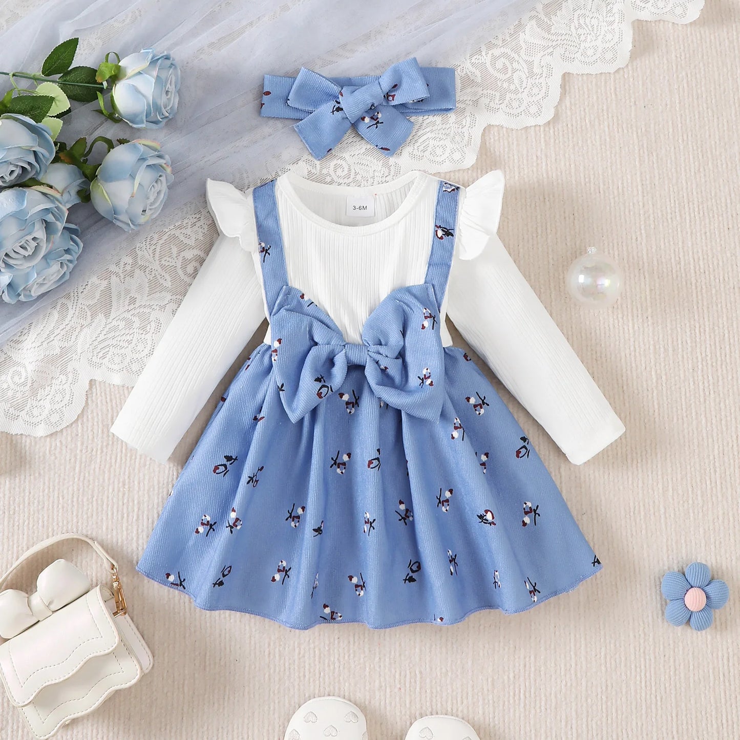 Floral Princess Dress + Tiara 0-24 Months