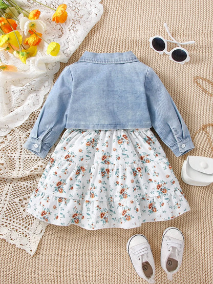 3-Piece Jeans & Floral Dress Set – Fashion Baby