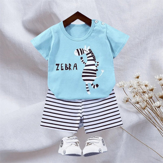 Boy's Summer Set – T-Shirt + Zebra Shorts 1-6 Years