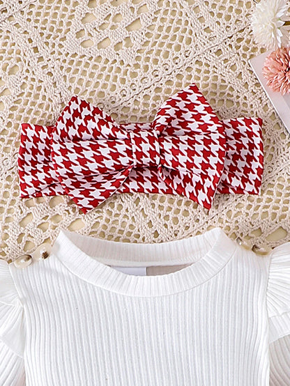 Autumn Set for Girls 0-1 Years Old – Black Top + Houndstooth Skirt
