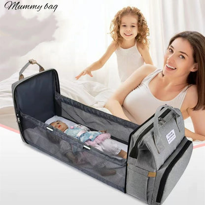 Lightweight Folding Mommy Backpack with Portable Crib