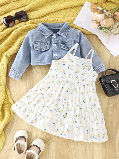 3-Piece Jeans & Floral Dress Set – Fashion Baby