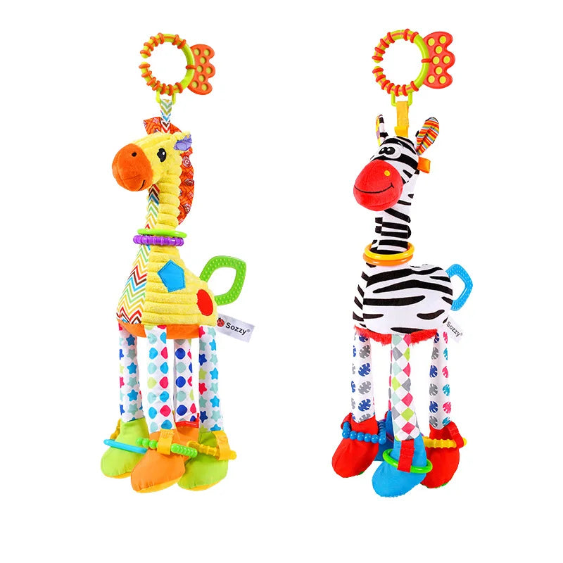Soft Plush Animal Handbells with Teether for Babies