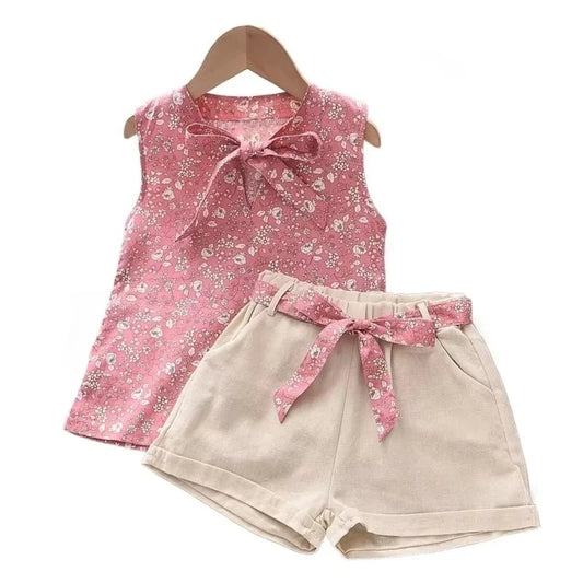 Girls Summer Set – Tank Top + 2-Piece Shorts