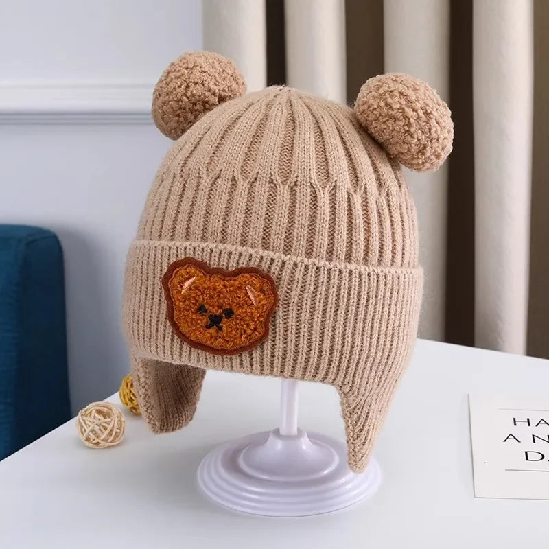 Adorable Baby Bear Ear Protection Knit Hat