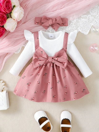Floral Princess Dress + Tiara 0-24 Months