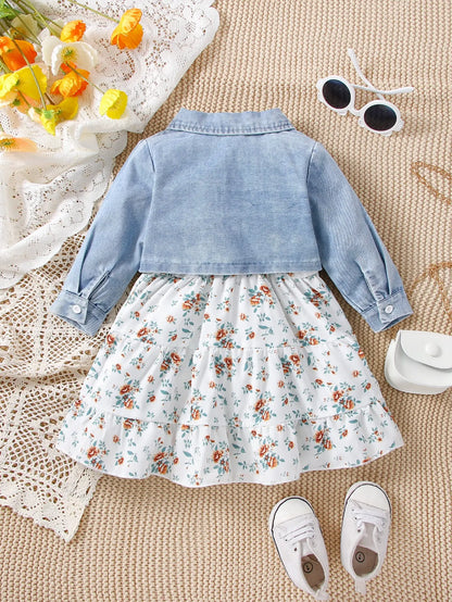 3-Piece Jeans & Floral Dress Set – Fashion Baby