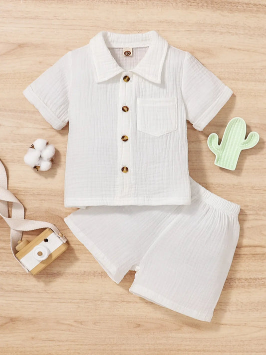 White Children's Summer Set – Shirt + Shorts