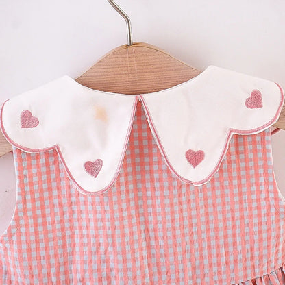 Girls Summer Set – Plaid Top + Skirt with Bag