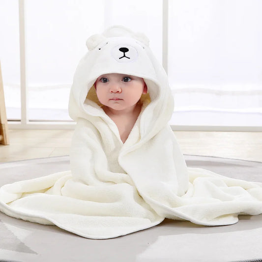 Adorable Cartoon Animal Hooded Bath Towels for Babies – Soft and Cozy Newborn Bathrobe & Swaddle Wrap for Boys and Girls
